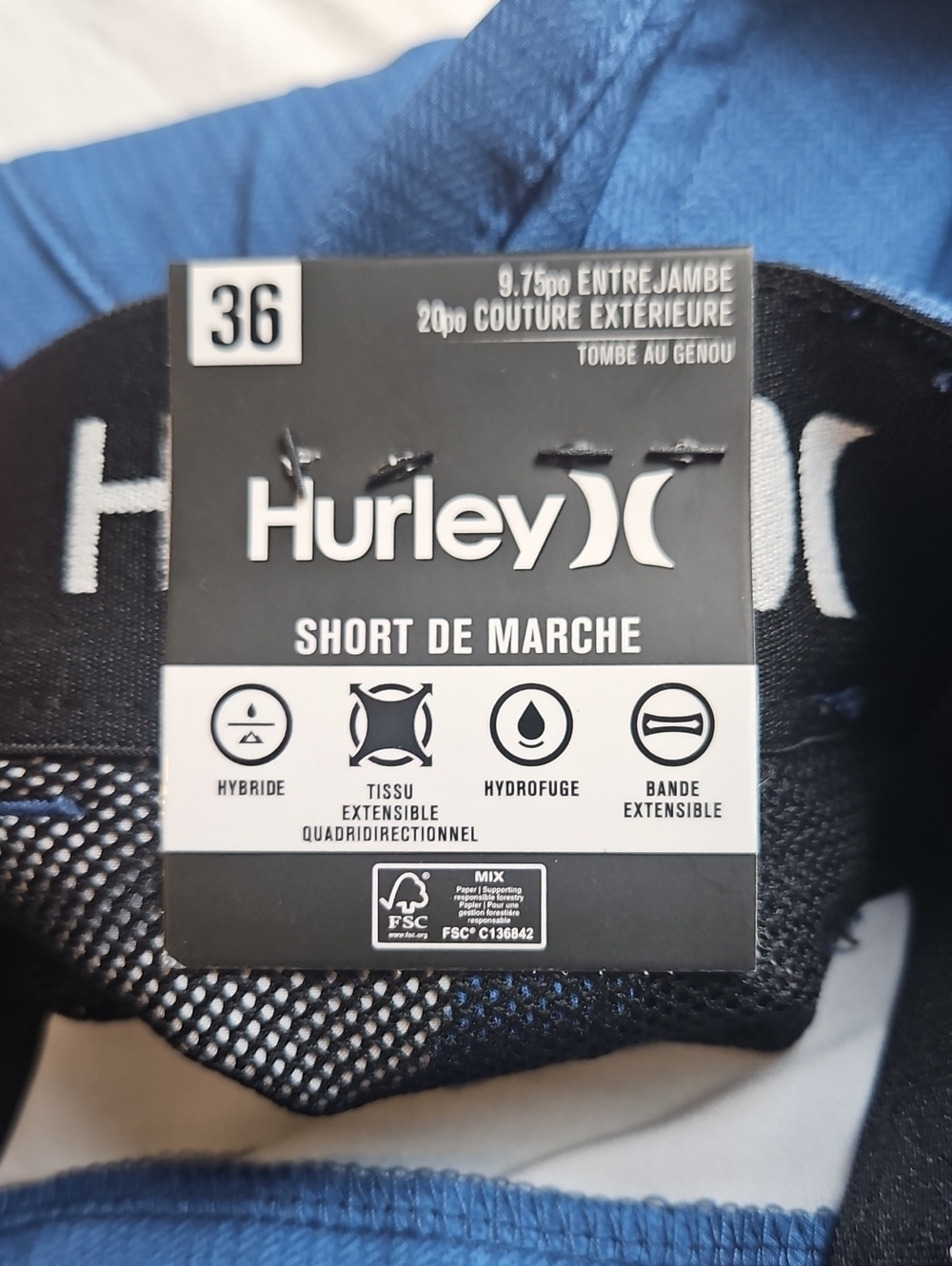 Hurley Mens Hybrid Stretch Walkshorts: Color-Sea View: Size-36 W/9.75 Inseam - Picture 6 of 16